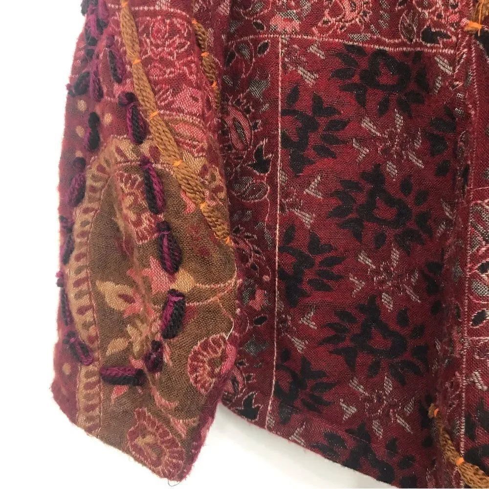 Multiples Colorful Embroidered and Patterned Asymmetrical Statement Jacket - Picture 13 of 16